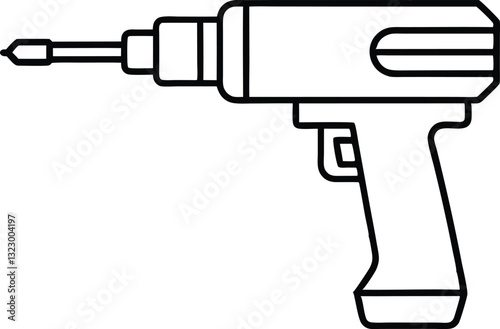 electric drill machine line art silhouette vector