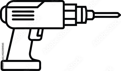electric drill machine line art silhouette vector
