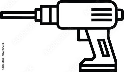 electric drill machine line art silhouette vector