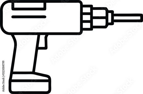 electric drill machine line art silhouette vector