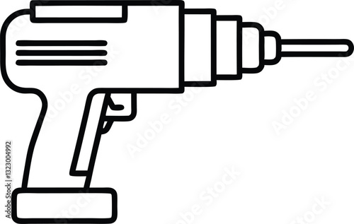 electric drill machine line art silhouette vector