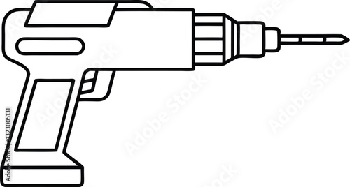 electric drill machine line art silhouette vector