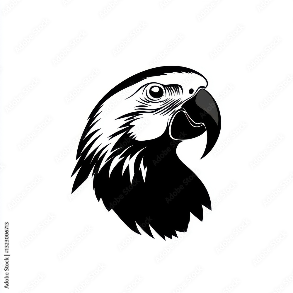 Fototapeta premium Corporate identity logo design minimalist black hawkheaded parrot for professional environments