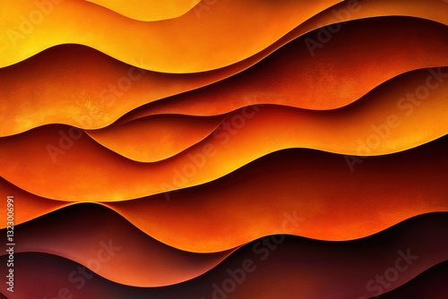 Abstract Close-Up of Orange Waves Elegant, Textured Background - Paper, Art, Design.