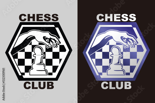 Chess Logo Symbol Silhouette Black and White Gradient Vector Badge