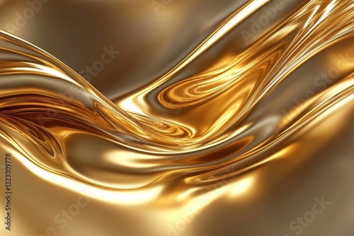 Golden liquid flowing, abstract background