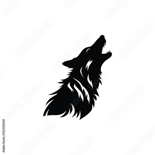 Silhouette of a howling wolf