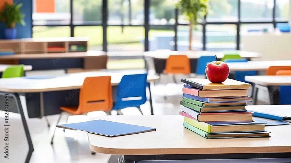 Classroom books apple desk education learning Classroom books apple desk education learning