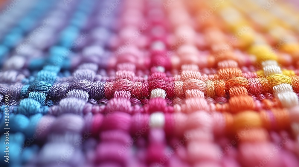Obraz premium Vibrant Rainbow Colored Textile Fabric Texture Close Up Detail Shot