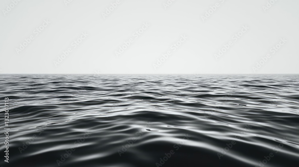 Naklejka premium Seascape abstract background concept. Serene view of calm ocean waves under an overcast sky, creating a tranquil atmosphere.