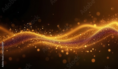 Vibrant abstract background with dynamic swoosh design intertwined with sparkling glitter and ethereal stardust creating a mesmerizing visual experience of color and light.