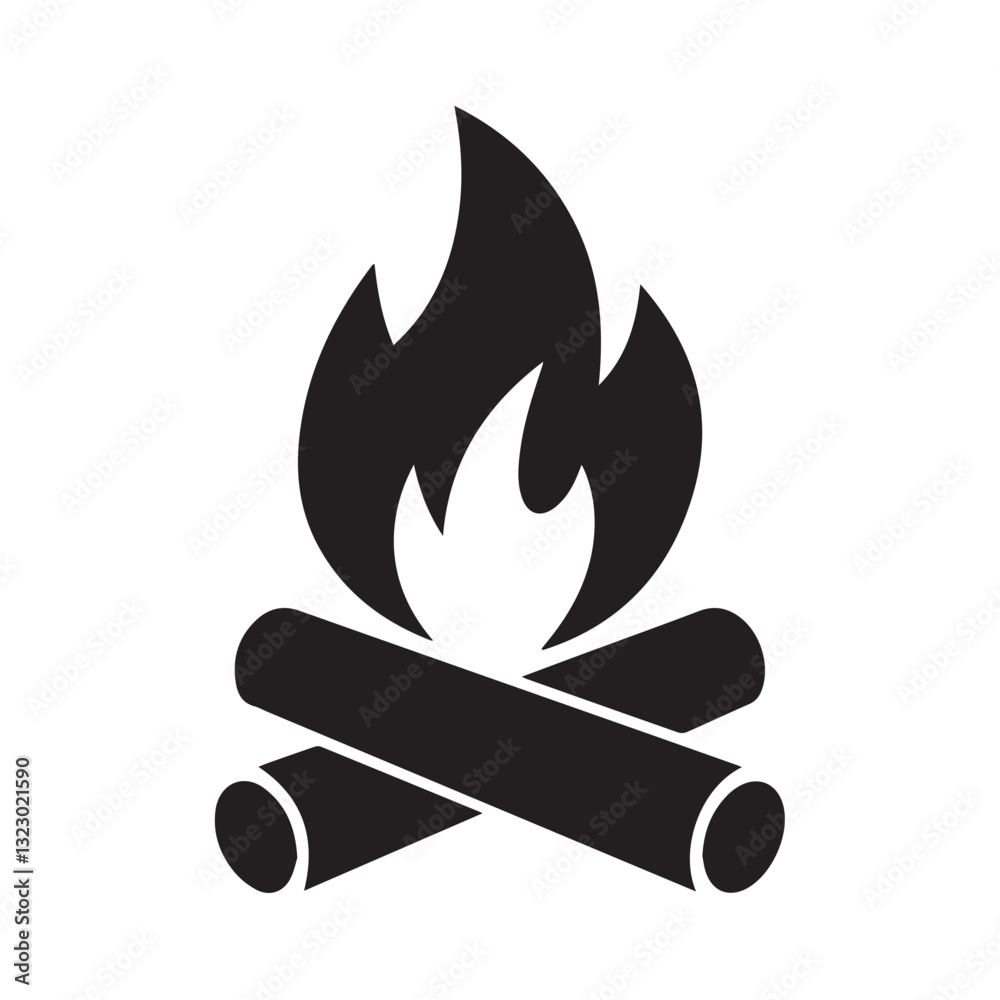 Campfire Silhouette for Outdoor and Adventure-Themed Designs Campfire Silhouette for Outdoor and Adventure-Themed Designs