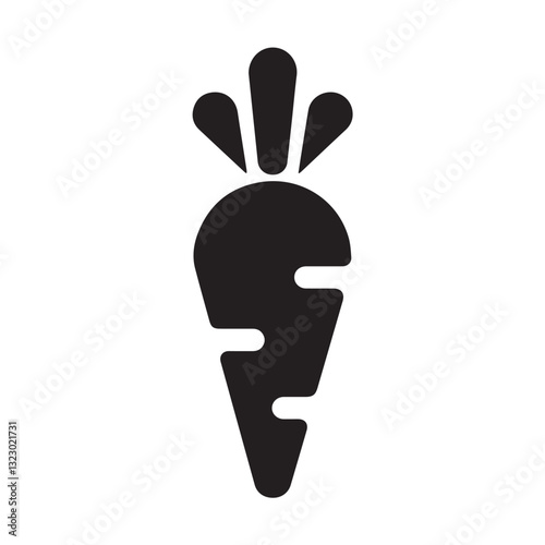 Minimalist Carrot Silhouette for Healthy Eating and Organic Food Designs