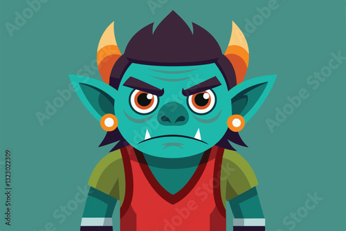 A cartoon character displays a sulking expression, featuring exaggerated colors and features for customization, Sulkiness Customizable Disproportionate Illustration