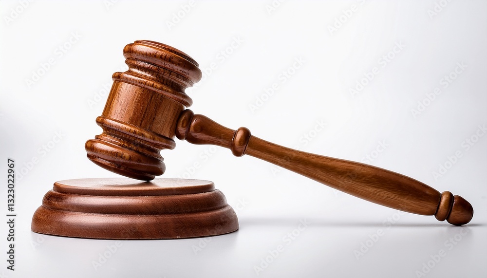 a wooden gavel is laying on its side on white background a wooden gavel is laying on its side on white background