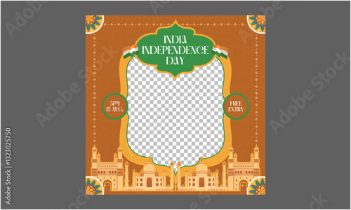 India Independence Day Socials Media. Happy Independence day India, Flyer design of 15th August, freedom day of India, vector illustration