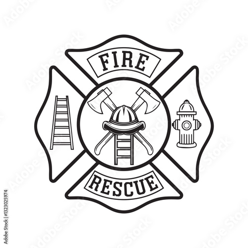 Fire Rescue Emblem – Firefighter Maltese Cross Symbol
