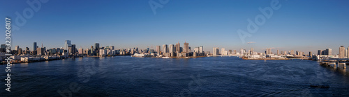 Panorama of Tokyo Bay, Japan.