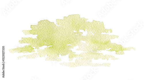 Watercolor spot like a green meadow isolated white background. Watercolor hand drawn illustration