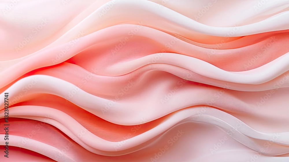 Fototapeta premium Pastel color illustration abstract background idea. Elegant pink fabric drapes softly, creating a smooth and flowing texture.