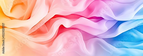 Pastel color illustration abstract background idea. A vibrant display of colorful silk fabric textures flowing together seamlessly.