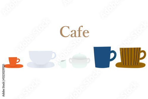 カフェ　喫茶店　イラスト　ホットドリンク　フルカラー