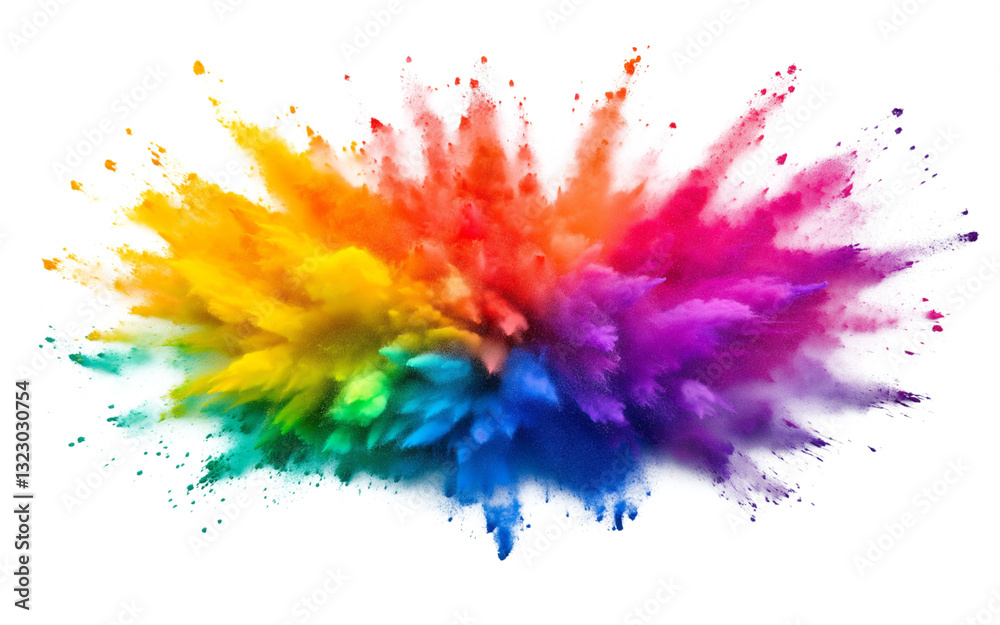 Fototapeta premium Abstract colored powder splatter isolated on transparent background
