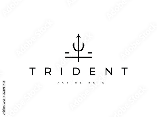 abstract minimal trident line logo design