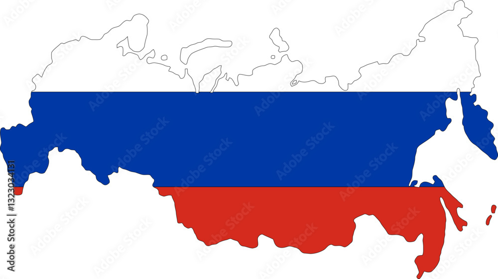 Russia flag on the map illustration vector Russia flag on the map illustration vector