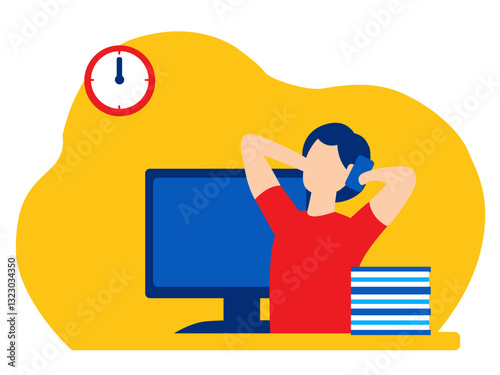 Work from home concept. Work from home. Flat vector illustration.