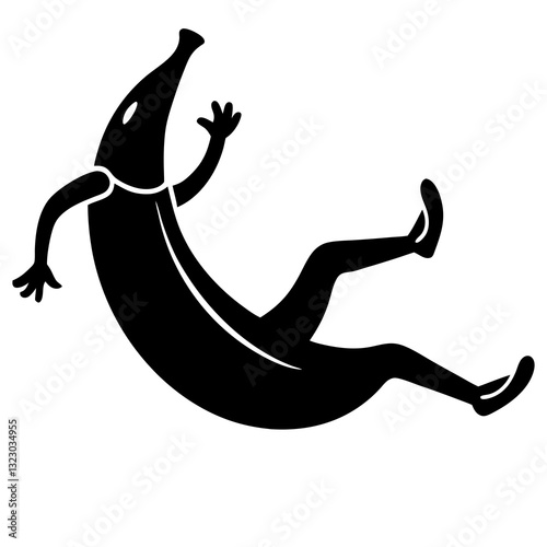 A banana slipping silhouette vector illustration