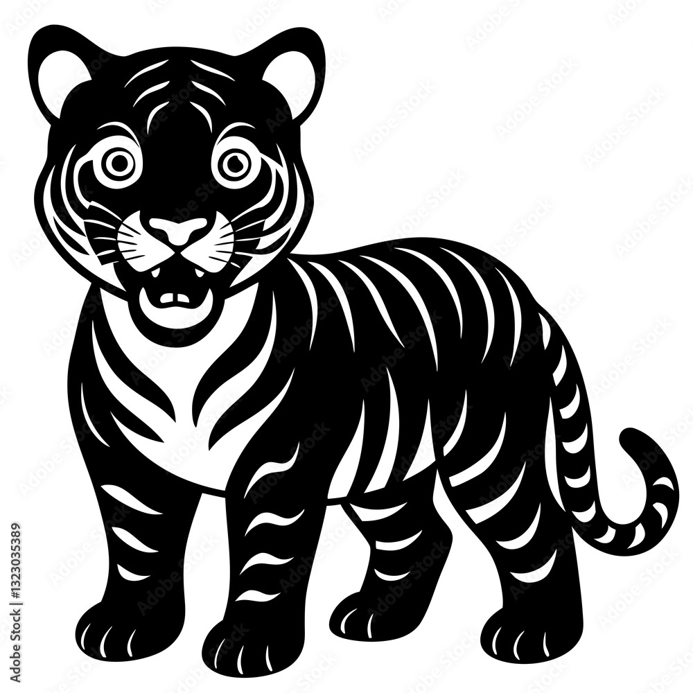 Obraz premium A cat winking mischievously silhouette vector illustration