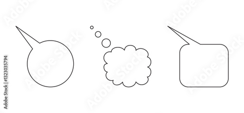 Set of speech bubbles. Speak bubble text, cartoon chatting box, message box. Blank empty speech bubbles.