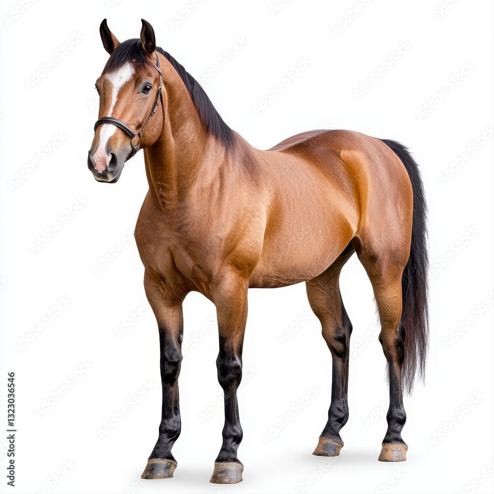 Obraz premium Chestnut Horse Portrait Against White Background