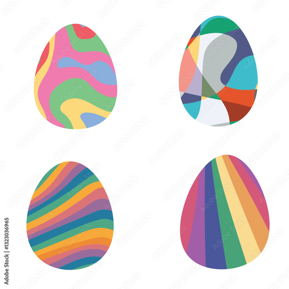 Set of colorful easter eggs on white background Set of colorful easter eggs on white background