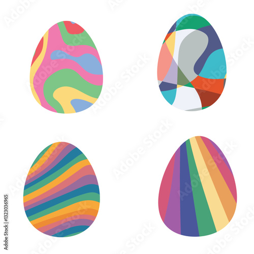 Set of colorful easter eggs on white background