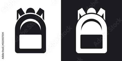 Backpack icons set in flat filled style.