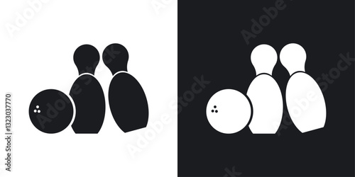Bowling icons set in flat filled style.