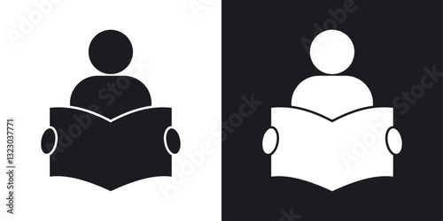 Book open reader icons set in flat filled style.