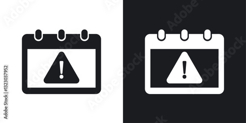 Calendar exclamation icons set in flat filled style.
