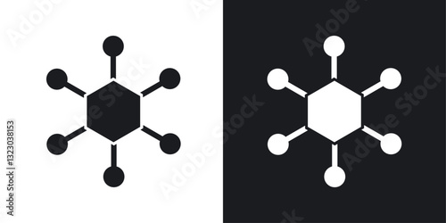 Chart connected icons set in flat filled style.