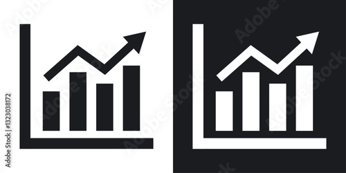 Chart histogram icons set in flat filled style.