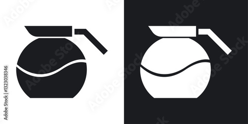 Coffee pot icons set in flat filled style.