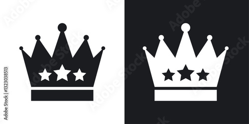 Crown icons set in flat filled style.