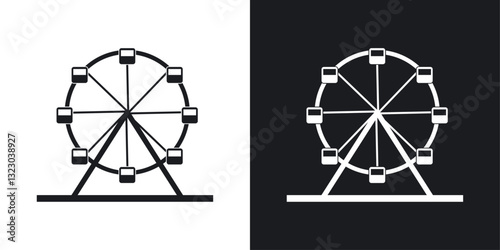 Ferris wheel icons set in flat filled style.