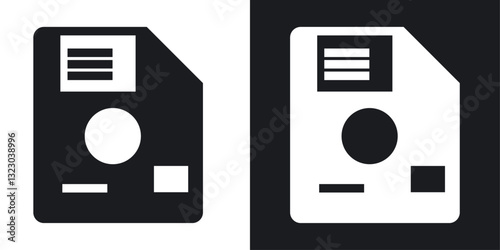 Floppy disk icons set in flat filled style.