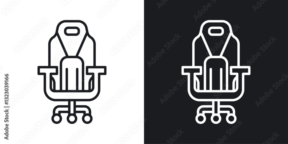 Gaming chair icons set in flat filled style. Gaming chair icons set in flat filled style.