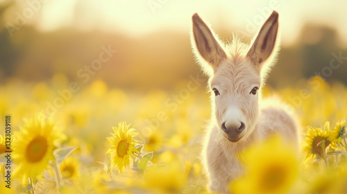 Donkey in Sunflower Field: ...