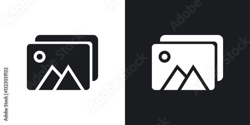 Gallery icons set in flat filled style.
