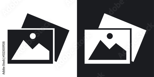Gallery icons set in flat filled style.